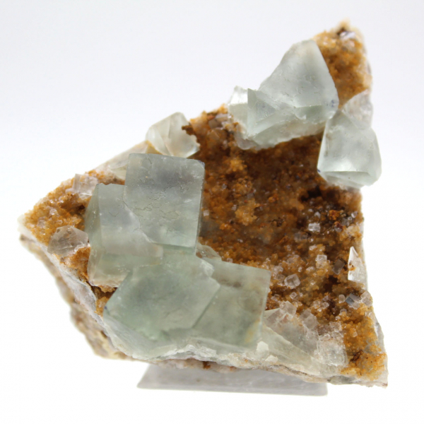 Raw green fluorite: Crystal on host rock, Morocco