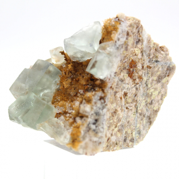 Raw green fluorite: Crystal on host rock, Morocco