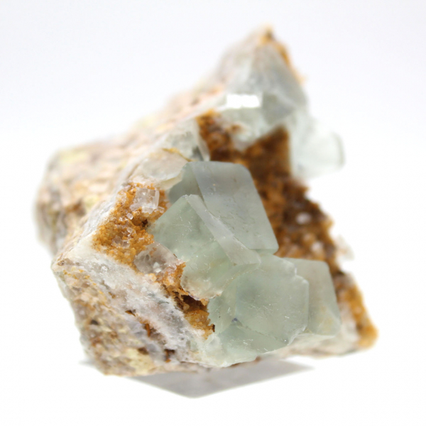 Raw green fluorite: Crystal on host rock, Morocco