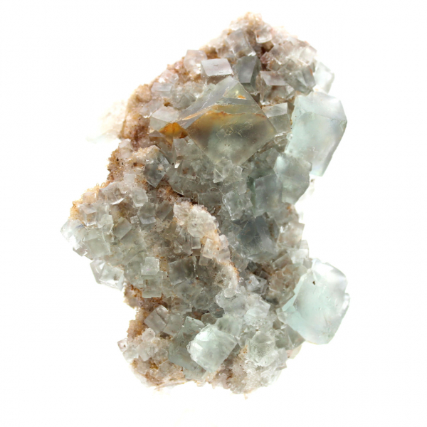Green fluorite on rock: Raw mineral sample