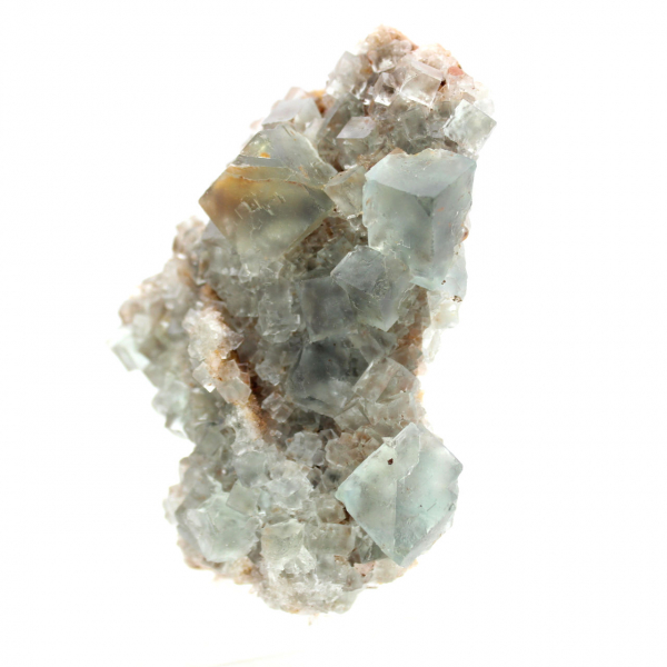 Green fluorite on rock: Raw mineral sample