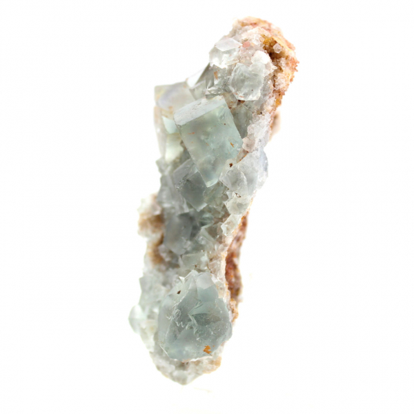 Green fluorite on rock: Raw mineral sample