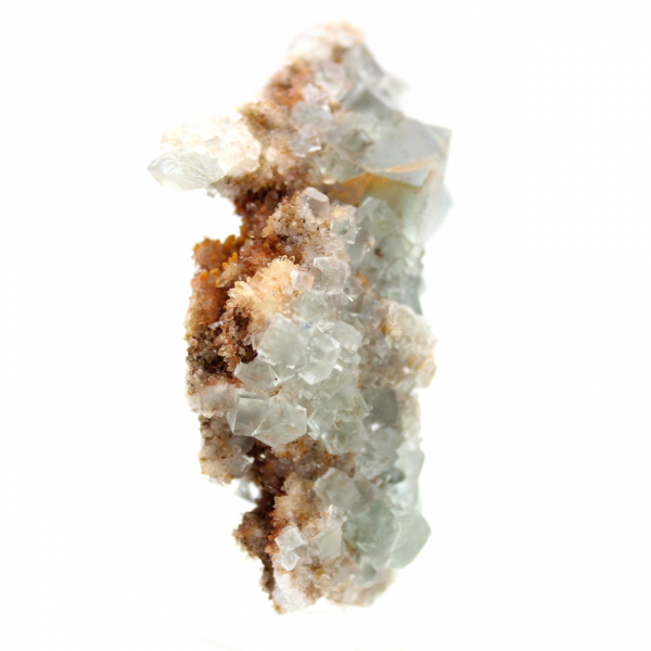 Green fluorite on rock: Raw mineral sample