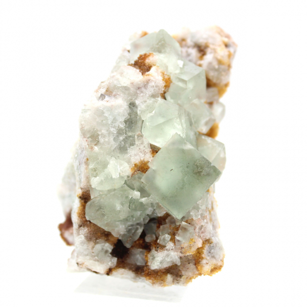 Raw green fluorite: Small crystal on its matrix, Morocco