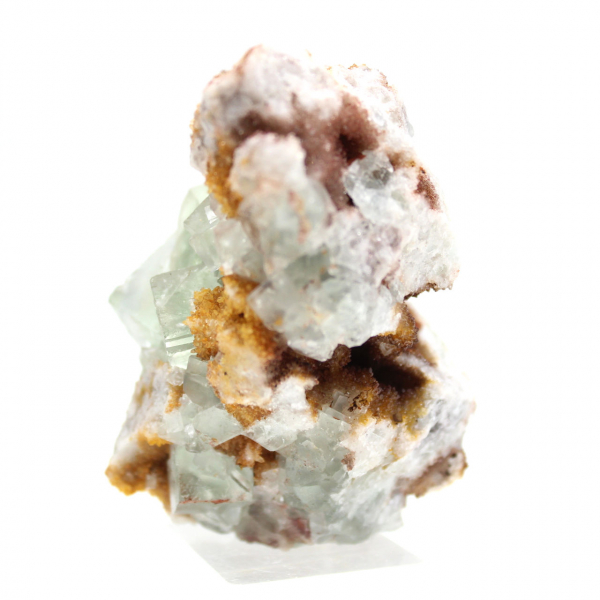 Raw green fluorite: Small crystal on its matrix, Morocco