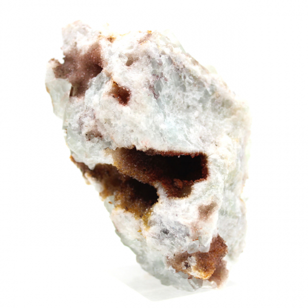 Raw green fluorite: Small crystal on its matrix, Morocco