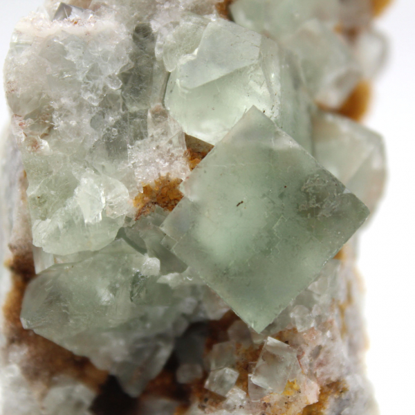 Raw green fluorite: Small crystal on its matrix, Morocco