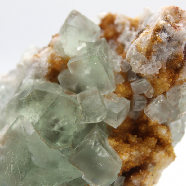 Raw green fluorite: Small crystal on its matrix, Morocco