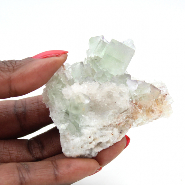 Raw Fluorite Crystals: Mini model on matrix, Morocco