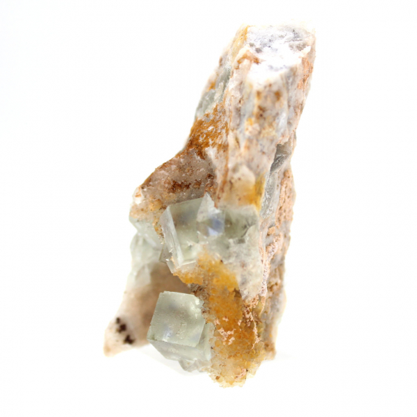 Natural Fluorite Stone: Green crystals on matrix, Morocco