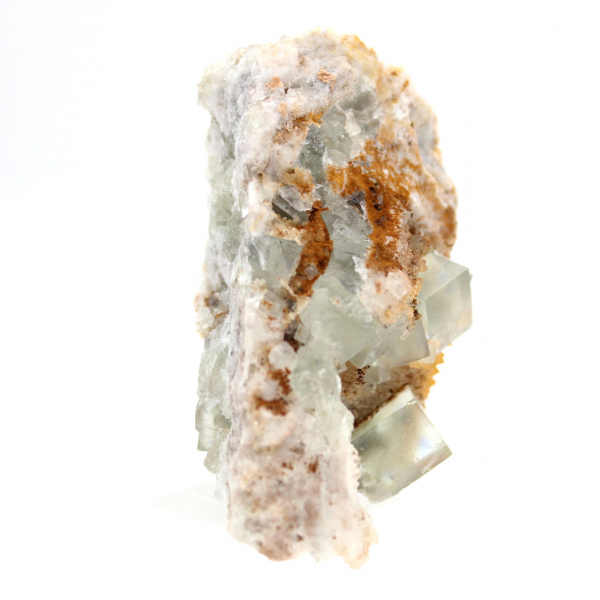 Natural Fluorite Stone: Green crystals on matrix, Morocco