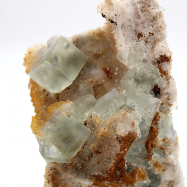 Natural Fluorite Stone: Green crystals on matrix, Morocco