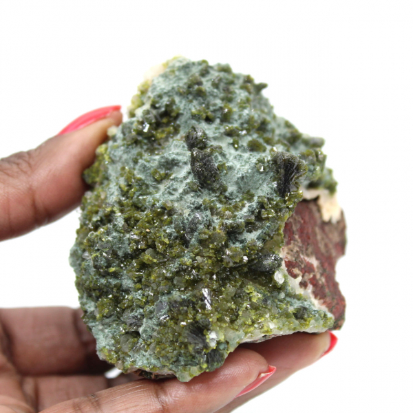 Imilchil epidote crystals on clear matrix