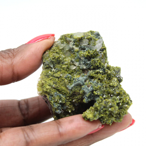 Natural specimen of green epidote from Morocco