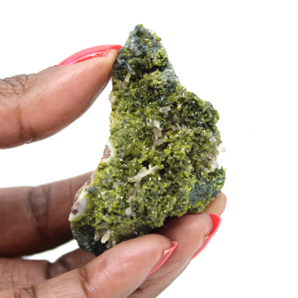 Green epidote from Morocco on thin matrix