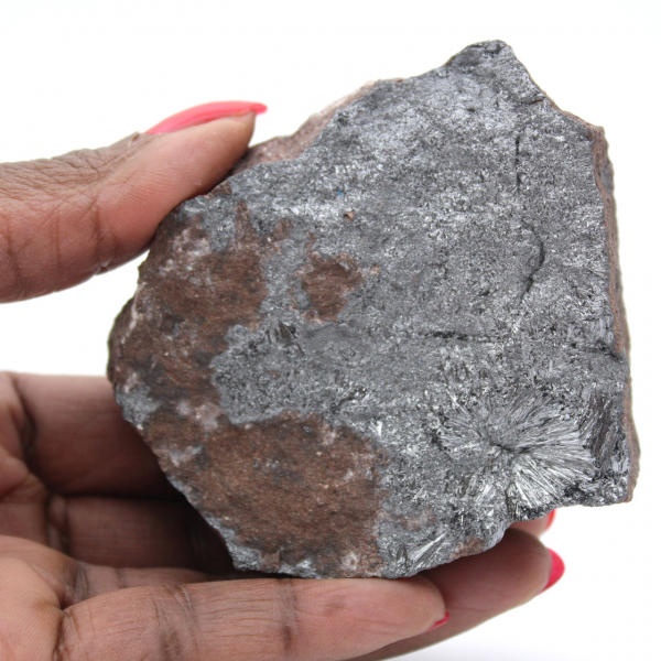 Crystallized Pyrolusite on Matrix, Mineral from Morocco