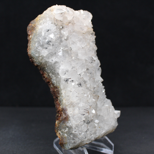 Raw Moroccan quartz with goethite filaments, druses and crystals