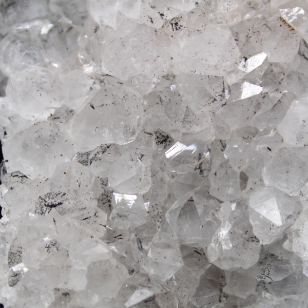 Raw Moroccan quartz with goethite filaments, druses and crystals