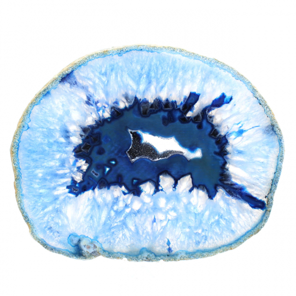 Decorative slice of blue agate, of Brazilian origin