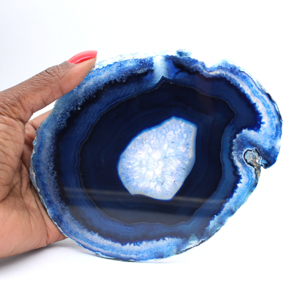 Brazilian blue agate slice for scientific collection