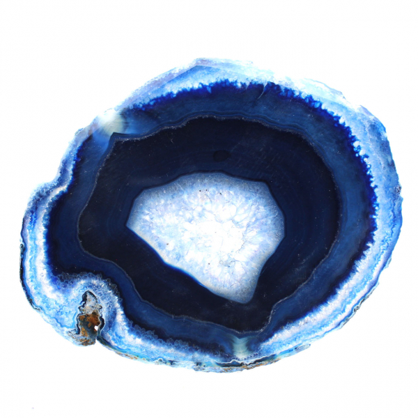 Brazilian blue agate slice for scientific collection
