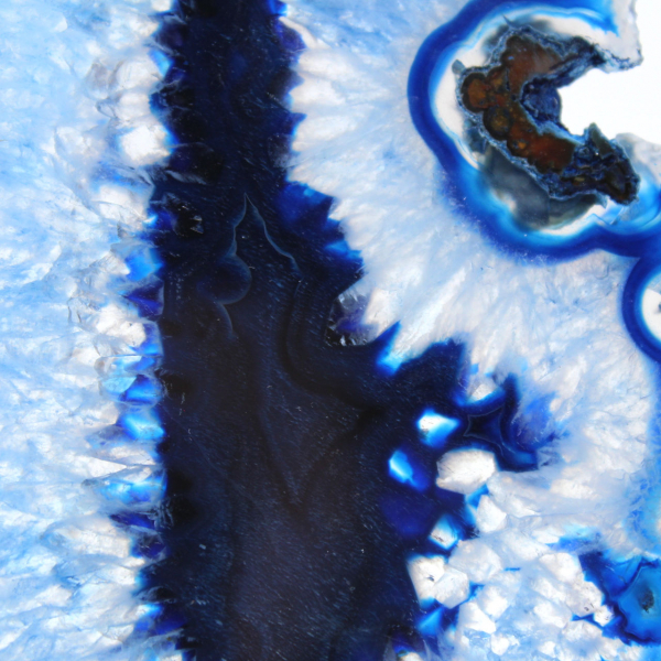 Thin slice of blue agate of Brazilian origin