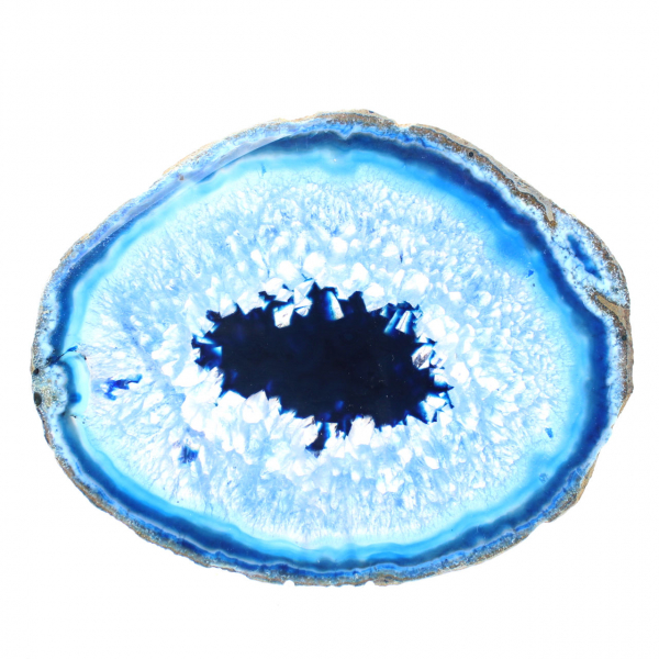 Natural sliced blue agate from Brazil
