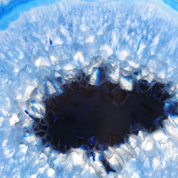 Natural sliced blue agate from Brazil