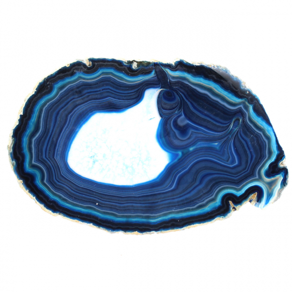 Light sliced blue agate for mineral collection