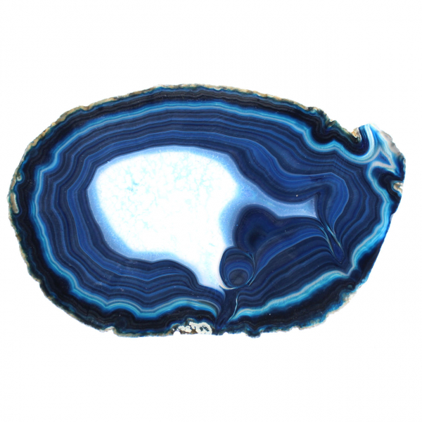 Light sliced blue agate for mineral collection