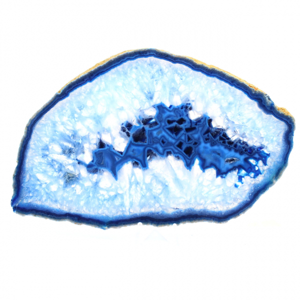 Blue agate in elongated slices for display