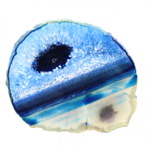 Sliced blue agate from Brazilian deposits