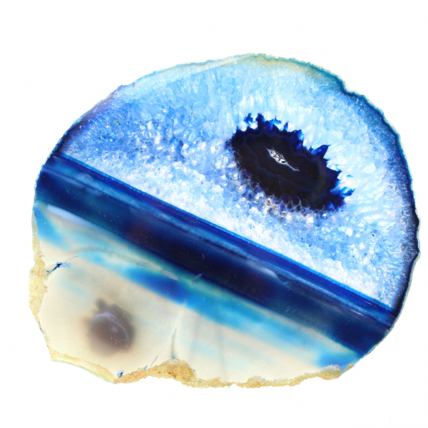 Sliced blue agate from Brazilian deposits