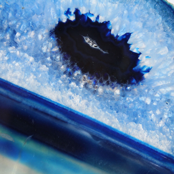 Sliced blue agate from Brazilian deposits
