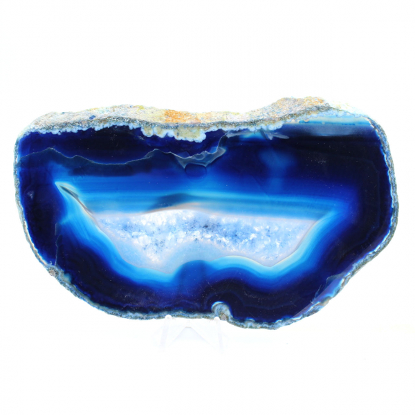 Slice of blue agate from Brazil for observation