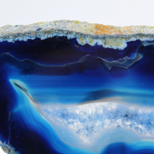 Slice of blue agate from Brazil for observation