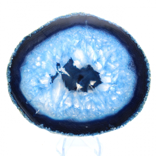 Slice of blue agate from Brazil for mineral collection