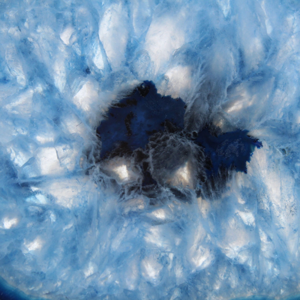Slice of blue agate from Brazil for mineral collection