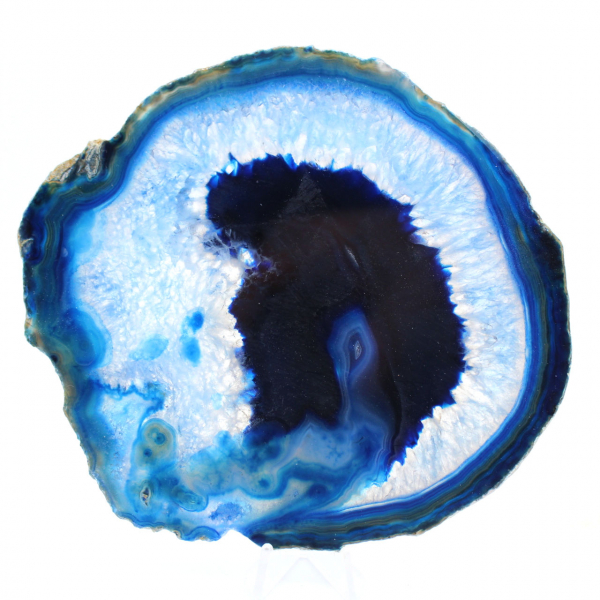 Blue agate slices polished for decoration and study