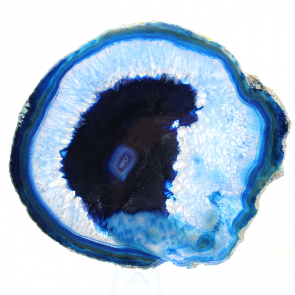 Blue agate slices polished for decoration and study