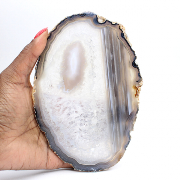 Polished translucent agate plaque