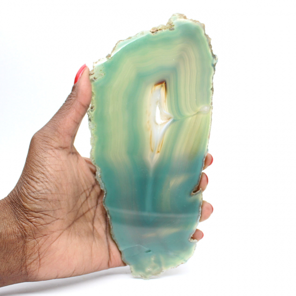 Slice of green agate from Brazil – Dyed natural stone