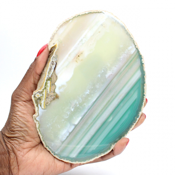 Sliced green agate – Natural specimen from Brazil 210 g