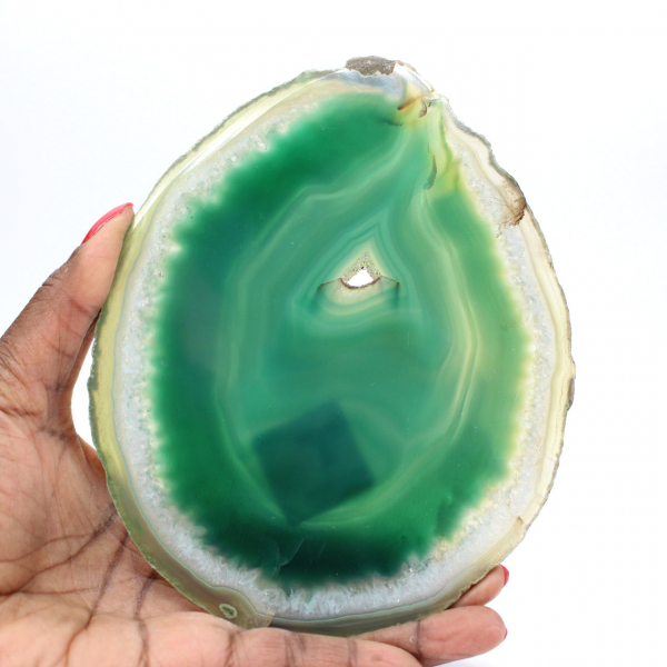 Brazilian agate slice, green – Collector's item, 200 g