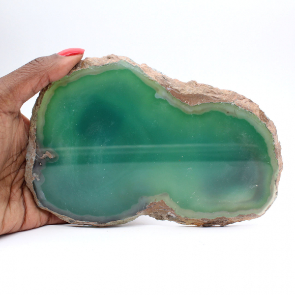 Sliced green agate – Mineral specimen from Brazil 315 g
