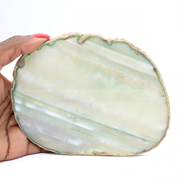 Natural green-tinted agate slice – Brazil 240 g