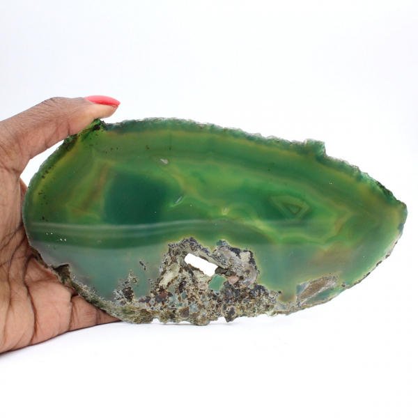Green agate slice – Natural stone 225 g, Brazil