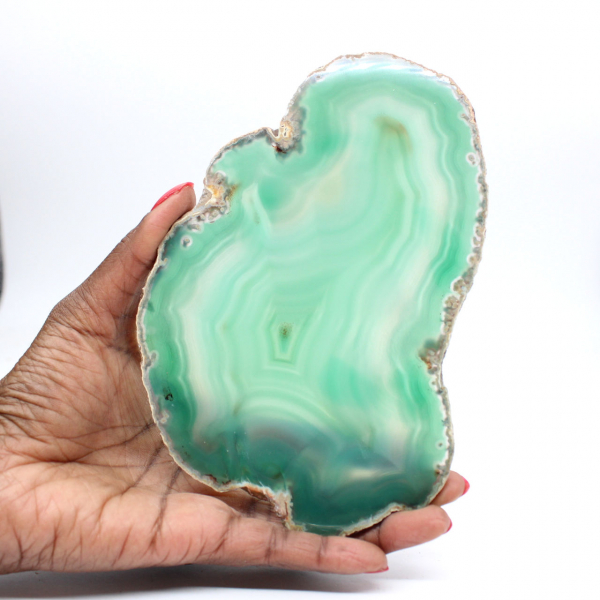 Sliced green agate from Brazil – Mineral object 160 g