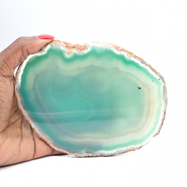 Natural green agate slice – Lightweight specimen 170 g