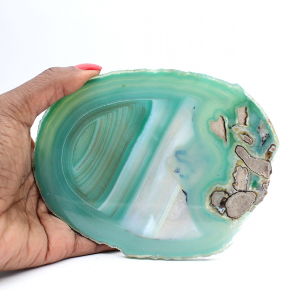 Natural green agate slice – Brazilian mineral 210 g